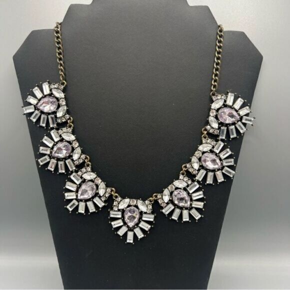 Baublebar Antique Chain Purple Rhinestone Statement Necklace - Picture 1 of 4